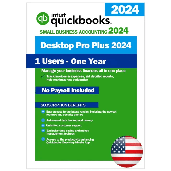 QuickBooks Desktop Pro Plus 2024 – 1 Year Subscription - USA Version (1 User)